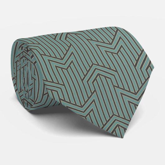 Cravate - Design Art Déco Vert (Roulé)