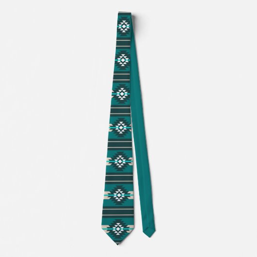 Cravate Design aztèque en couleur turquoise (Devant)