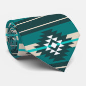 Cravate Design aztèque en couleur turquoise (Roulé)
