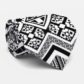 Cravate Design aztèque noir et blanc (Roulé)