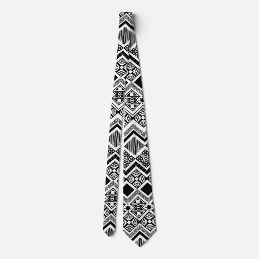 Cravate Design aztèque noir et blanc (Dos)