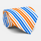 Cravate Design bandes verticales orange bleu blanc (Roulé)