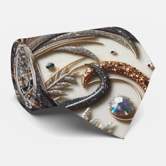 Cravate Design baroque glamour avec Parties scintillant et (Roulé)