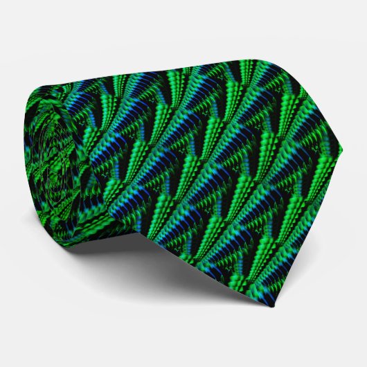 Cravate Design bleu vert néon Abstrait (Roulé)