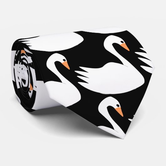 Cravate Design cygne blanc (Roulé)