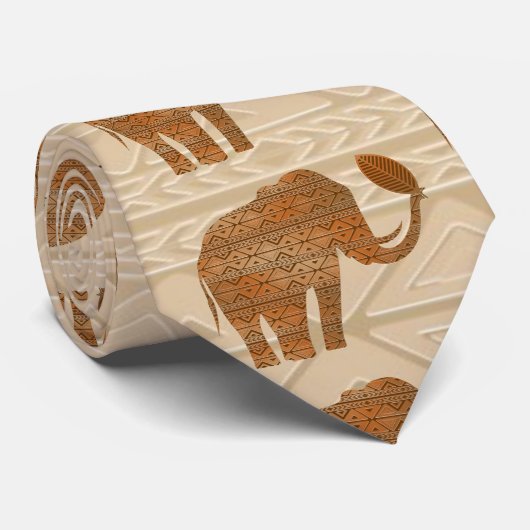 Cravate Design d'art tribal des éléphants (Roulé)