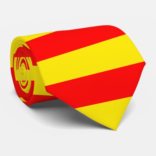 Cravate Design de bandes rouge et jaune (Roulé)