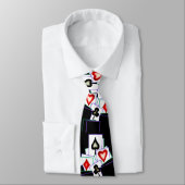 Cravate Design de carte de 4 costumes sur le noir (Attaché)