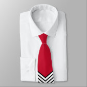 Cravate Design de chevrons noir et blanc et triangle rouge (Attaché)
