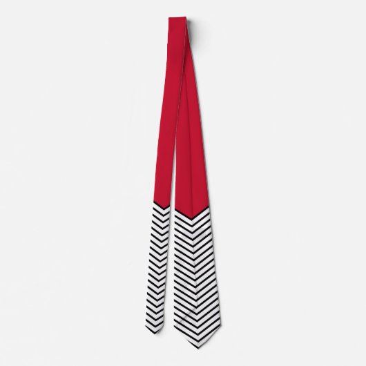 Cravate Design de chevrons noir et blanc et triangle rouge (Dos)