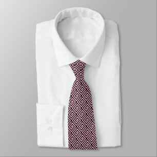 Cravate Design de clé grecque - look rose et noir