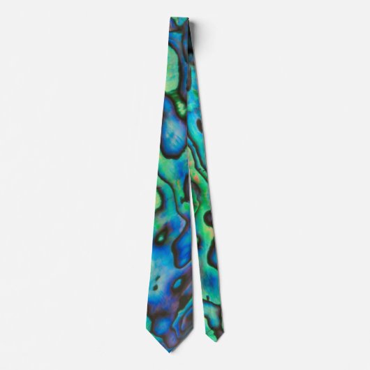 Cravate Design de coquillages d'ormeau bleu et vert (Devant)
