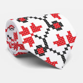 Cravate Design de point de croix de fleur rouge (Roulé)