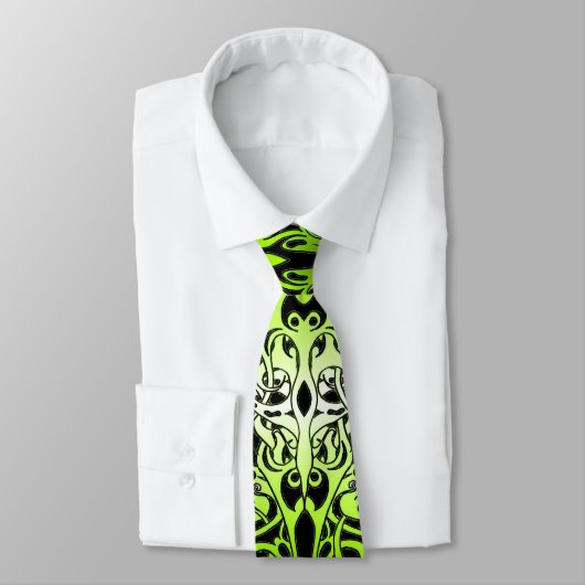 Cravate Design de tatouage Tribal Personnalisé Vert (Attaché)