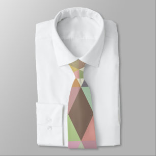 Cravate Design élégant Brown, vert et rose Motif diamant