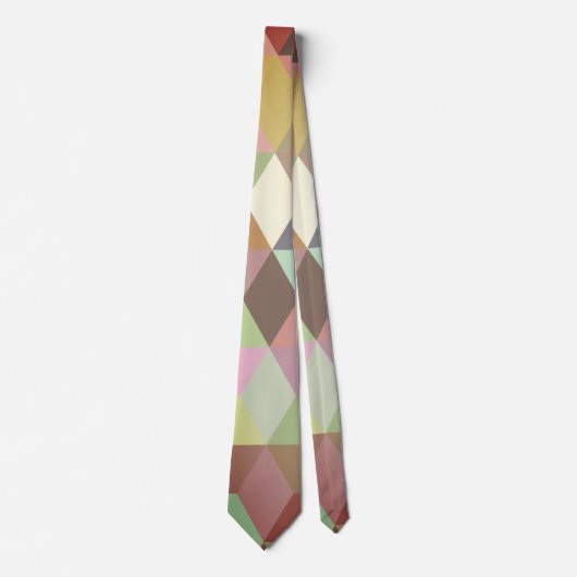 Cravate Design élégant Brown, vert et rose Motif diamant (Devant)