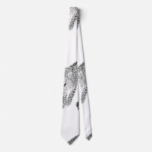 Cravate Design élégant noir et rose léopard animal blanc