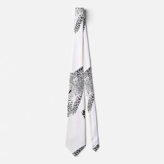 Cravate Design élégant noir et rose léopard animal blanc (Devant)