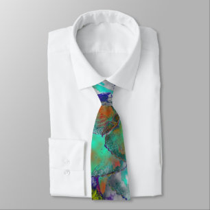 Cravate Design Floral Abstrait/ Turquoise, Royal Blue/Rust