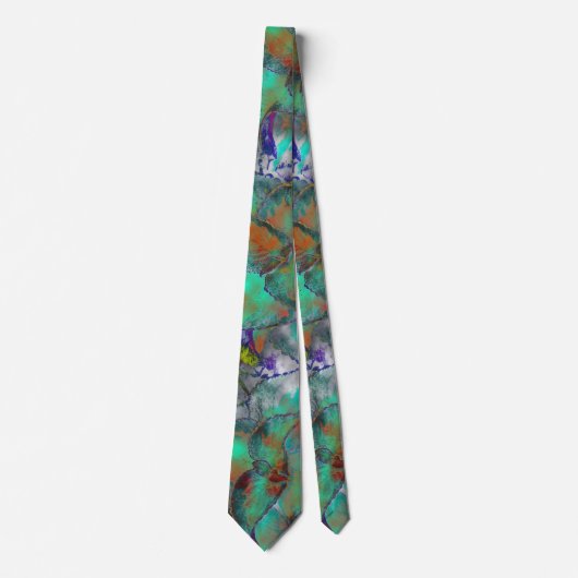 Cravate Design Floral Abstrait/ Turquoise, Royal Blue/Rust (Devant)