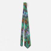 Cravate Design Floral Abstrait/ Turquoise, Royal Blue/Rust (Dos)