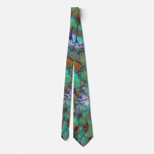 Cravate Design Floral Abstrait/ Turquoise, Royal Blue/Rust (Dos)