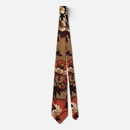 Cravate Design floral Brown et rouge rétro (Devant)