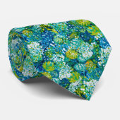 Cravate Design floral moderne et bleu Jubilant et vert (Roulé)