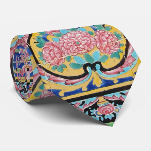 Cravate Design floral perse (Roulé)