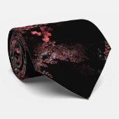 Cravate Design Floral Rose Sur Noir (Roulé)