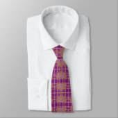 Cravate Design géométrique violet et olive Déco (Attaché)