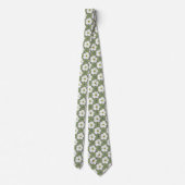 Cravate Design Khaki Fleurs Blanches Flore (Dos)