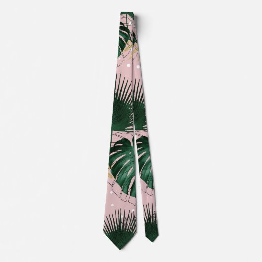 Cravate Design moderne or tropical feuilles et doddles (Devant)