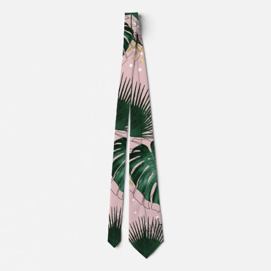 Cravate Design moderne or tropical feuilles et doddles (Dos)