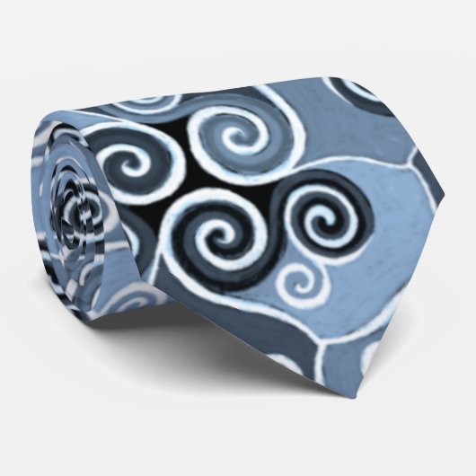 Cravate Design Motif Abstrait tourbillonnant Poudre Bleu A (Roulé)