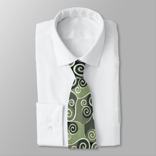 Cravate Design Motif Abstrait tourbillonnant Sage Green Ar (Attaché)