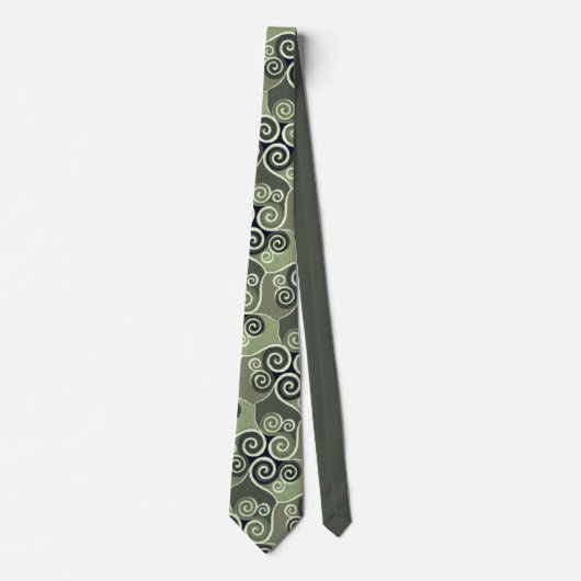 Cravate Design Motif Abstrait tourbillonnant Sage Green Ar (Devant)