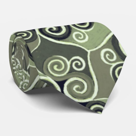 Cravate Design Motif Abstrait tourbillonnant Sage Green Ar (Roulé)
