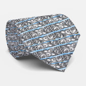 Cravate Design Motif bleu Filigree Cross (Roulé)