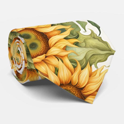 Cravate Design Motif d'art Sunflower (Roulé)