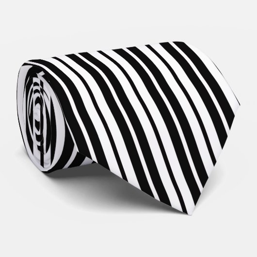 Cravate Design Motif de bandes verticales en noir blanc (Roulé)