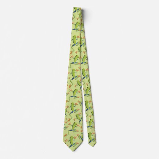 Cravate Design Motif de grenouilles à arbre vert (Devant)