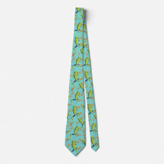 Cravate Design Motif de grenouilles à arbre vert (Devant)
