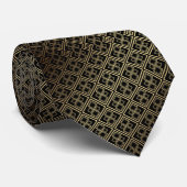 Cravate Design Motif Diamond Or Noir (Roulé)