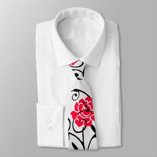 Cravate Design Motif d'illustrations de rose rouge (Attaché)