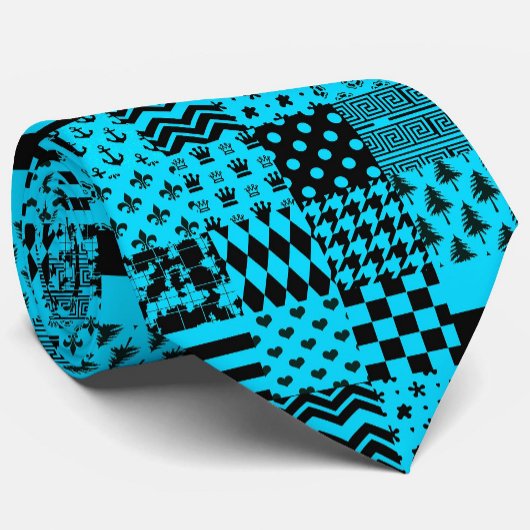 Cravate Design Motif mixte en noir bleu