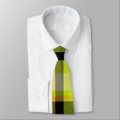 Cravate Design Motif Plaid Classique Jaune Tartan Noir (Attaché)