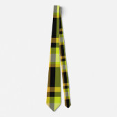 Cravate Design Motif Plaid Classique Jaune Tartan Noir (Devant)