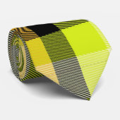 Cravate Design Motif Plaid Classique Jaune Tartan Noir (Roulé)