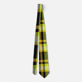 Cravate Design Motif Plaid Classique Jaune Tartan Noir (Dos)